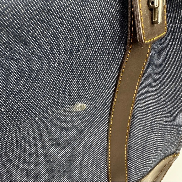 Lamarthe Paris Handbag Blue Denim Leather Shoulder Bag Purse Made In Italy - Picture 5 of 15